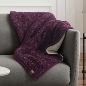 Roots Home Sherpa Throw Blanket Purple White